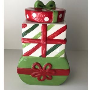 SCM Design 8 inch Ceramic Christmas Canister Candy Cookie Jar With Lid